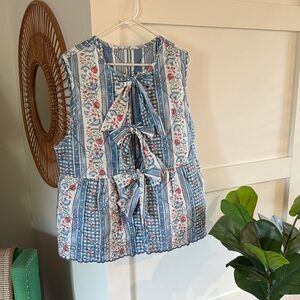 Damson Madder Catrin Quilted reversible Tie-Front Vest